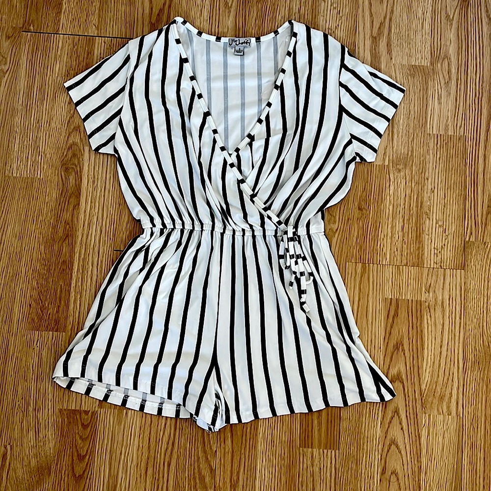 Black and White Striped Romper